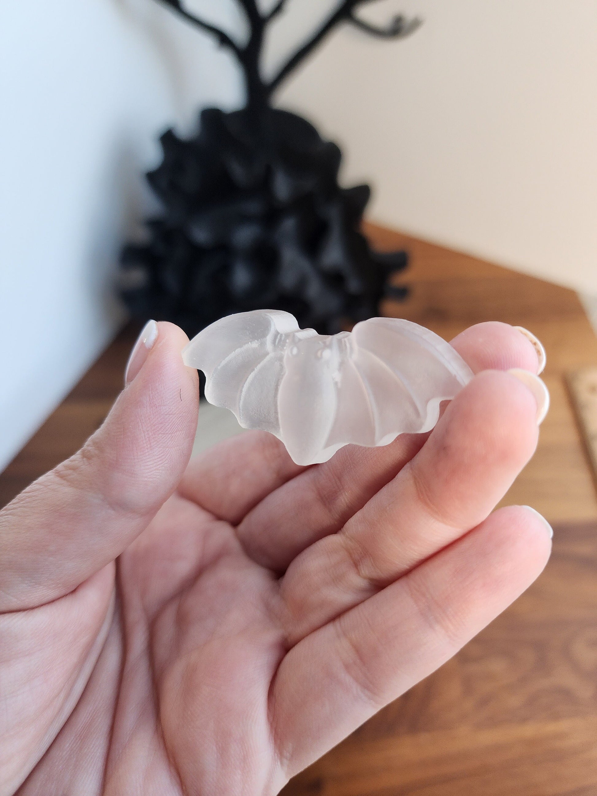 Selenite Mini Bat | White Bat | Delicate