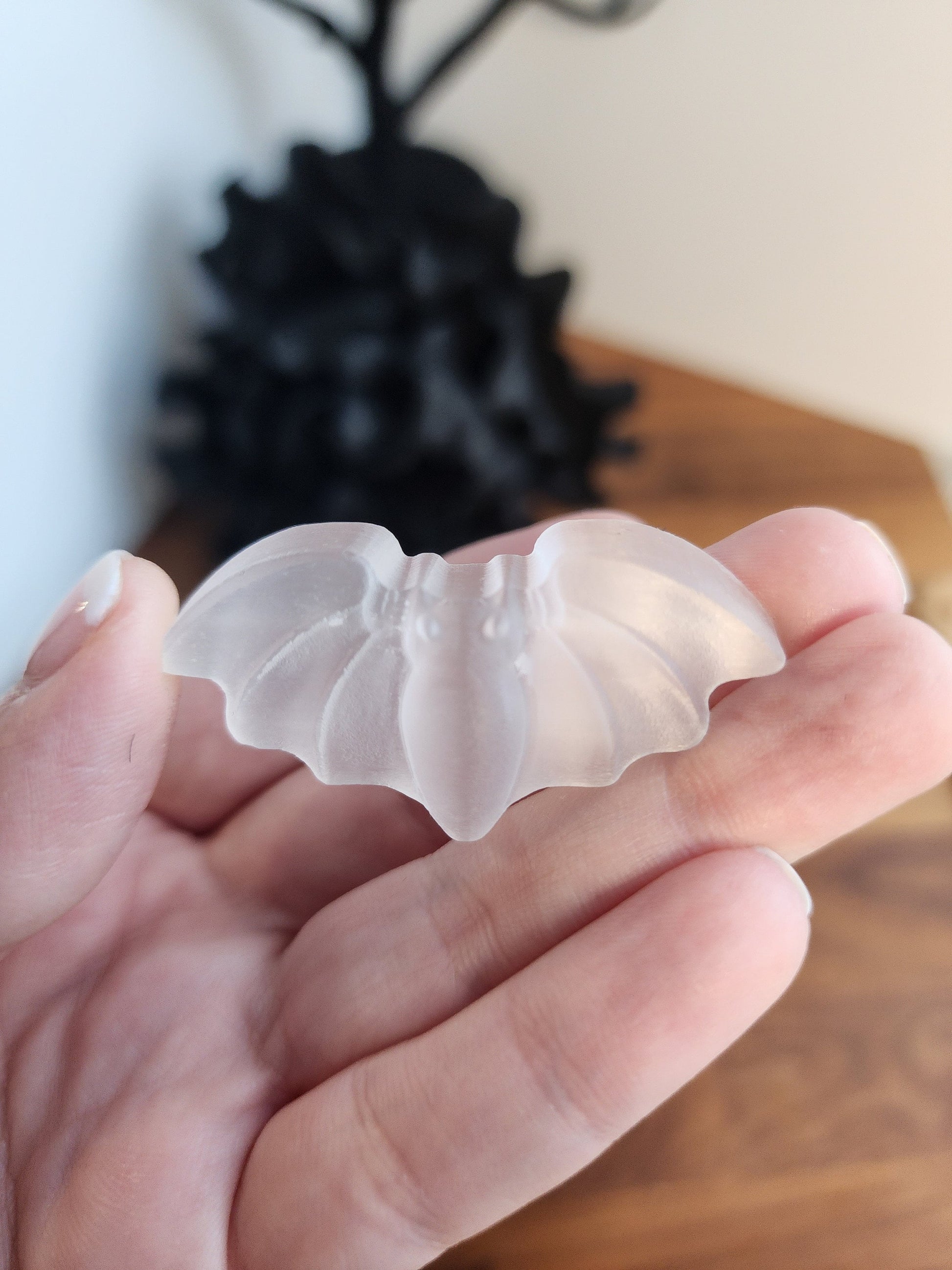 Selenite Mini Bat | White Bat | Delicate
