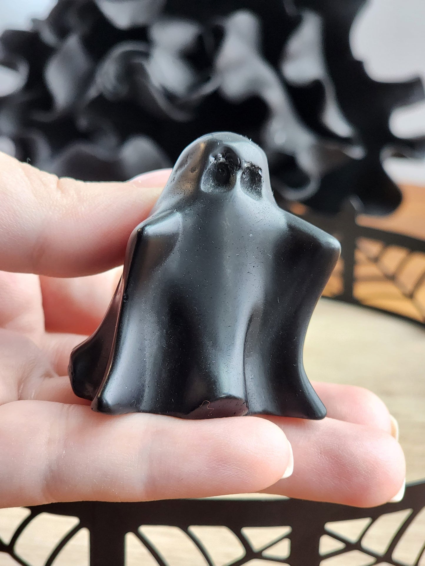 Misfit Ghost Crystal | Obsidian | Halloween | Spooky Season Crystals | Cute 3D Carving | Witchy Vibes | Intuitively Chosen | Small & Mini