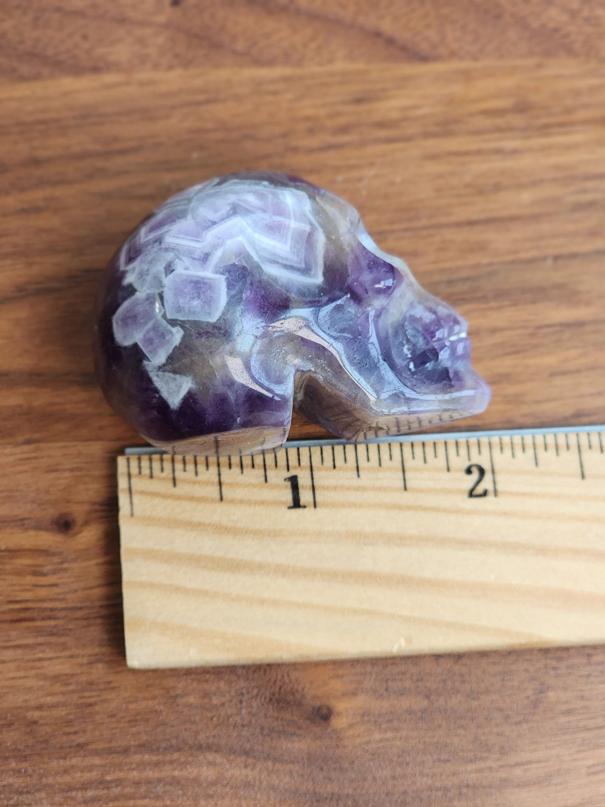 Personal Collection | Dream Amethyst Skull | Medium Crystal Carving | Purple Chevron Ame | Only One Available