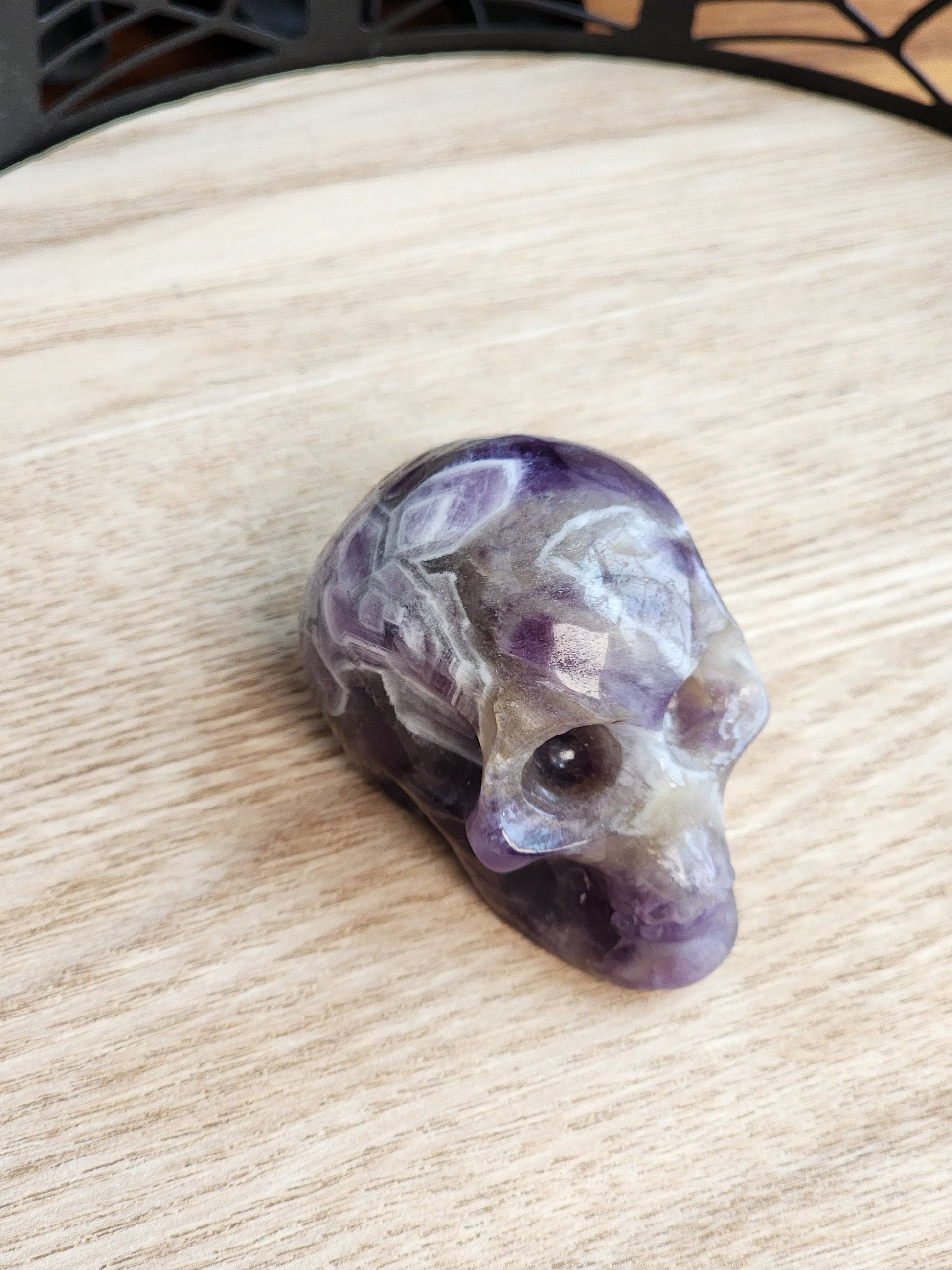 Personal Collection | Dream Amethyst Skull | Medium Crystal Carving | Purple Chevron Ame | Only One Available