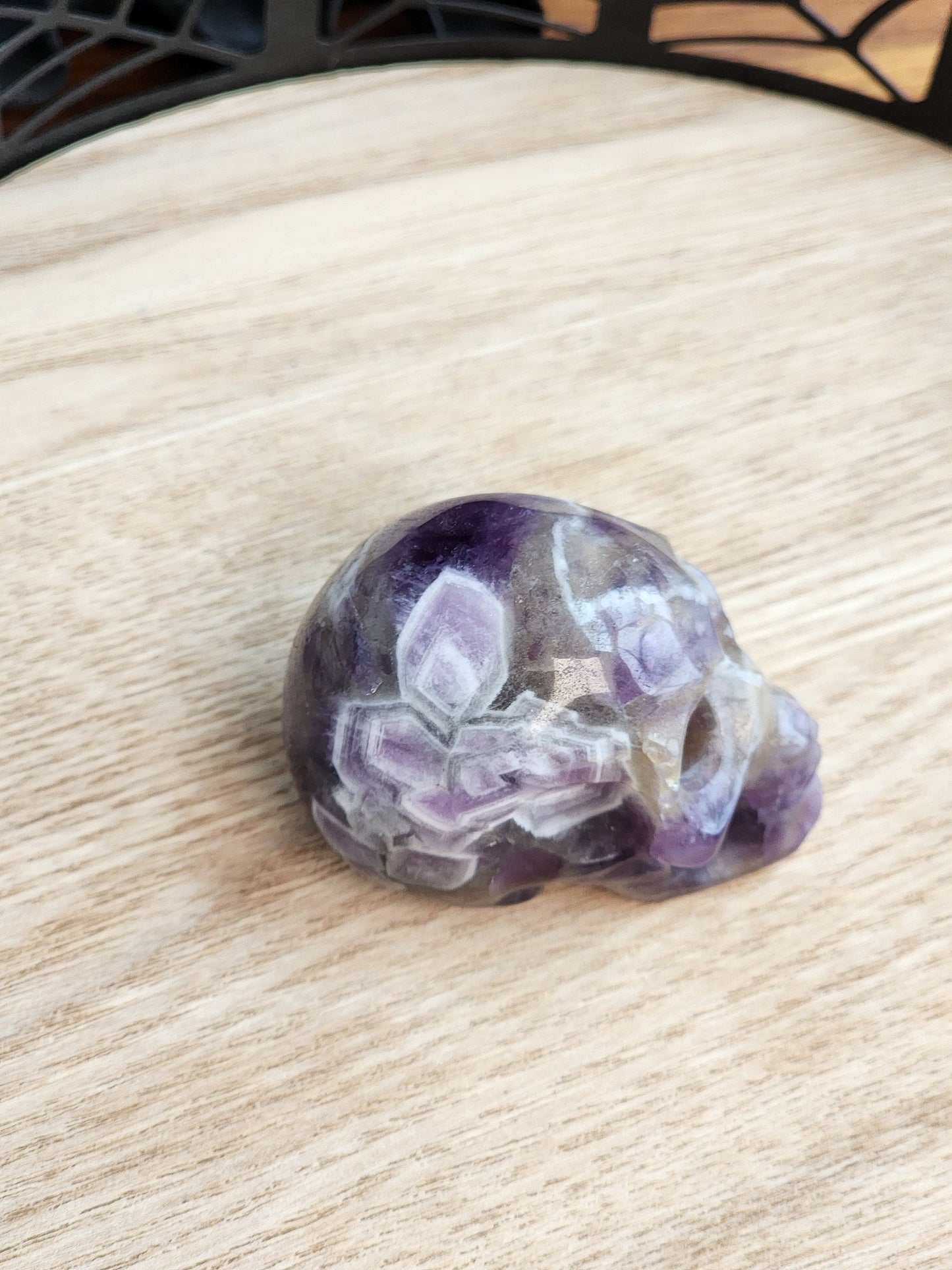 Personal Collection | Dream Amethyst Skull | Medium Crystal Carving | Purple Chevron Ame | Only One Available